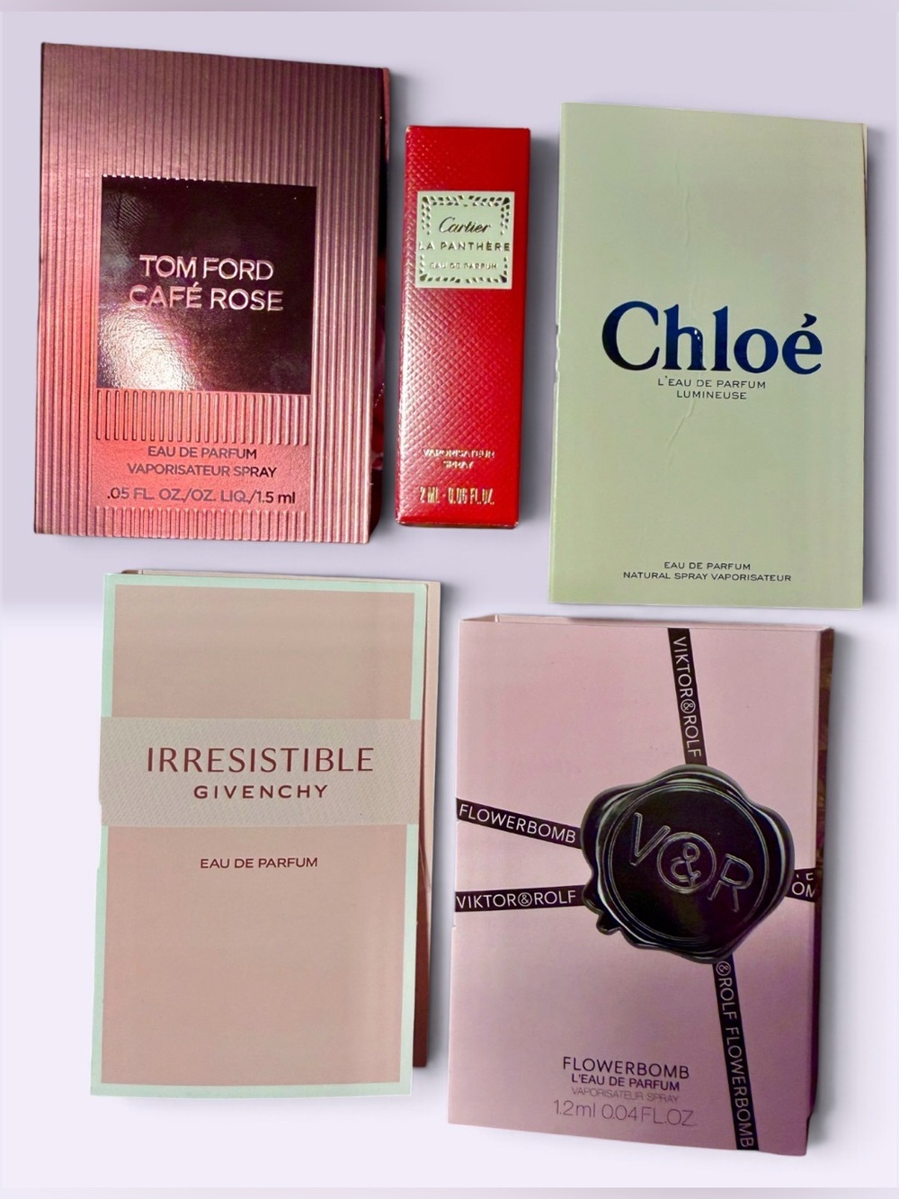 Variety sample set with Cartier, Tom Ford, Chloe, Givenchy and Viktor& Wolf.
